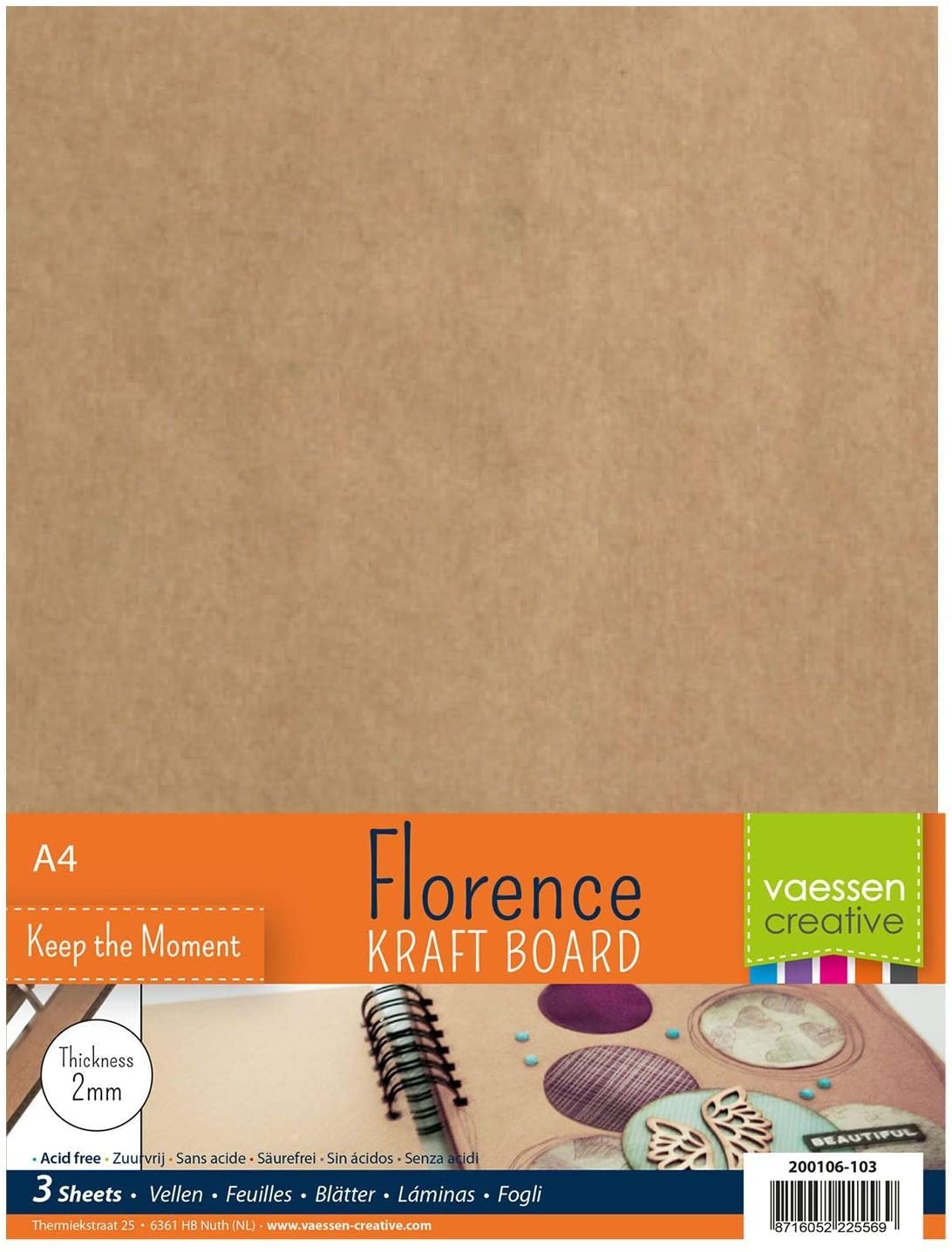 Florence Kraft Cardboard - A4-2 mm Thick Card - 3 Cardboard Sheets - Bookbinding Supplies, Display Boards and Poster Board