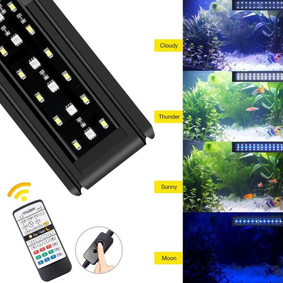 IREENUO LED Aquarium Light, Full Spectrum Fish Tank Clip on Light with Remote, Color Changing Lighting for Reef Coral Aquatic Plants & Fish Keeping (7W) - Image 2