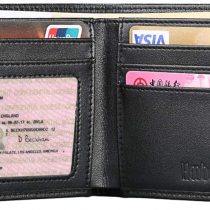 Hoobest RFID Blocking Genuine Leather Wallet , Men Slim Wallets with Latest RFID Block Technology,Stop Electronic Pick Pocketing-RFID Blocking Wallet