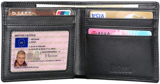 Hoobest RFID Blocking Genuine Leather Wallet , Men Slim Wallets with Latest RFID Block Technology,Stop Electronic Pick Pocketing-RFID Blocking Wallet