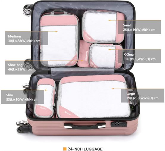 Gonex Compression Packing Cubes, 6 PCS Travel Luggage Packing Organizers with Mesh Extensible Suitcase Organiser for Travel - Image 3