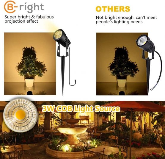 Garden Spotlights Mains Powered, B-right Upgraded 21M 68.9ft 6-in-1 Extendable to 10 Spike Lights with BS Adapter 12V Garden Lights Outdoor IP65 Waterproof for Pathway Yard Landscape (Warm White, 18W) - Image 3