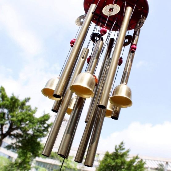 Bwinka Chinese Traditional Amazing 10 Tubes 5 Bells Bronze Yard Garden Outdoor Living Wind Chimes 85cm