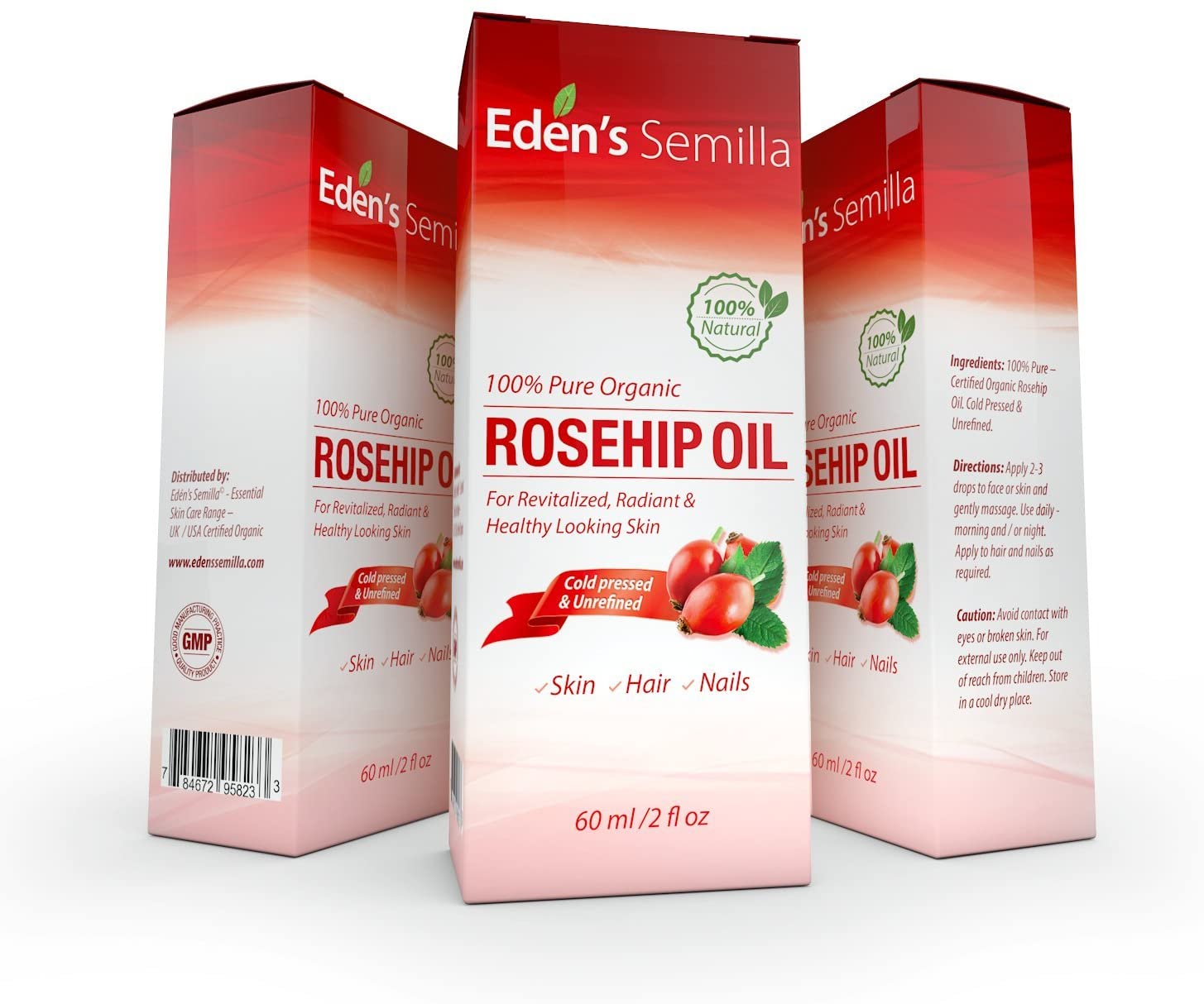 100% Pure Rosehip Oil - 60ml - Certified ORGANIC - Natural/Cold pressed & Unrefined - NON Greasy HIGH absorbency - Image 3