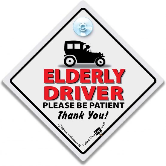 iwantthatsign Elderly Driver Car Sign, Joke OAP Baby on Board Style Suction Cup Car Sign, Old Car Driver Sign - Image 3