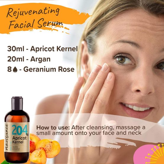 Naissance Apricot Kernel Oil 250ml - Pure, Natural, Vegan, No GMO - Ideal for Aromatherapy and as a Massage Base Oil - Moisturises & Conditions Hair & Skin - Image 3