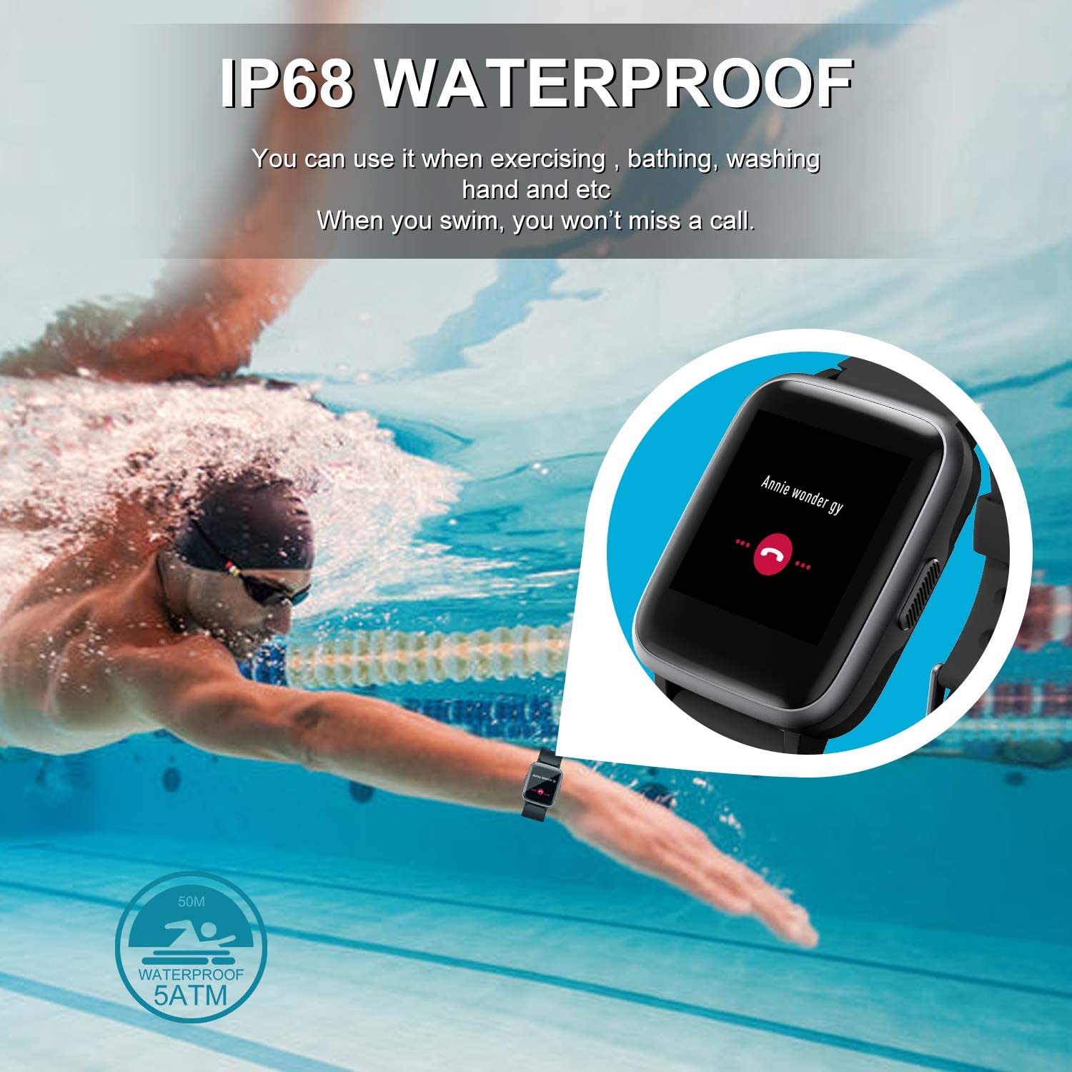 ANGGO Fitness Watch, Smart Watch with Heart Rate Monitor, 45 Day Long Standby, IP68 Waterproof, Calorie Counter - Image 2
