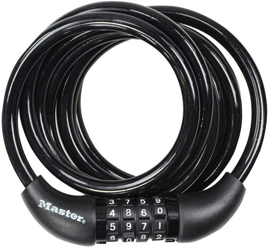 Master Lock Bike Cable Lock [Combination] [1.8 m Coiling Cable] [Outdoor] 8221EURDPRO - Ideal for Bike, Electric Bike, Skateboards, Strollers, Lawnmowers and other Outdoor Equipments