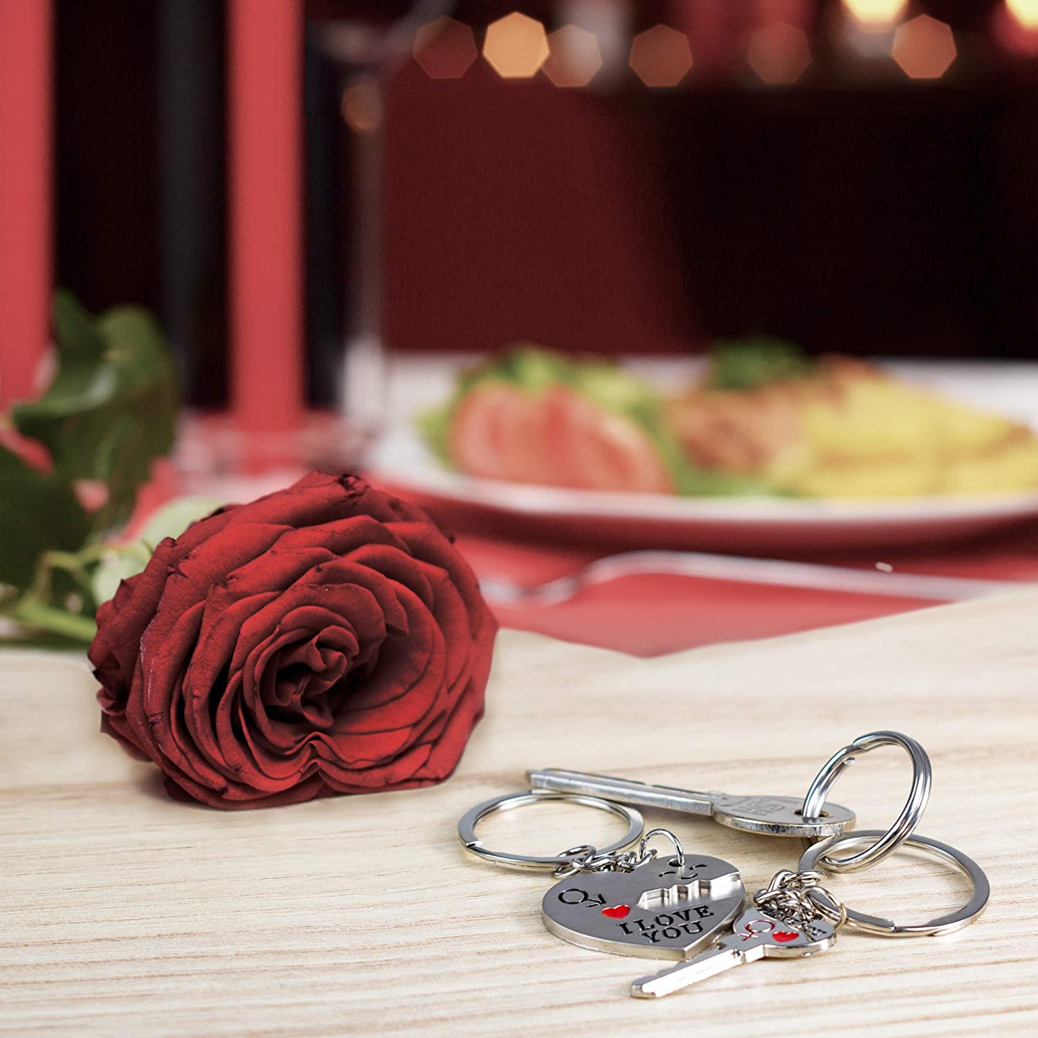 TRIXES Valentines Keyrings Pair, I Love You Heart & Key Chain Ring, Couples Keychains - Image 3