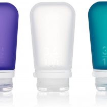 humangear GoToob+ 3-Pack - Large 100ml GoToob+ Travel Bottle with locking cap 3-Pack - Large 100ml - Clear/Purple/Turquoise, Large