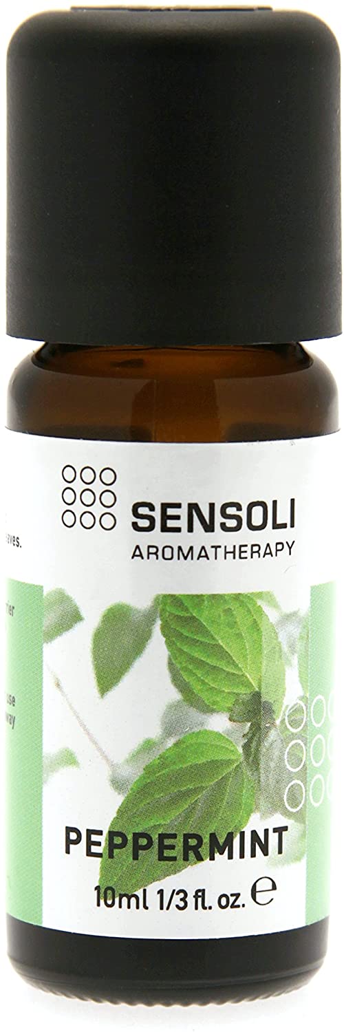 SENSOLI Peppermint Essential Oil 10ml, 100% Pure, Amber Glass Dropper Bottle
