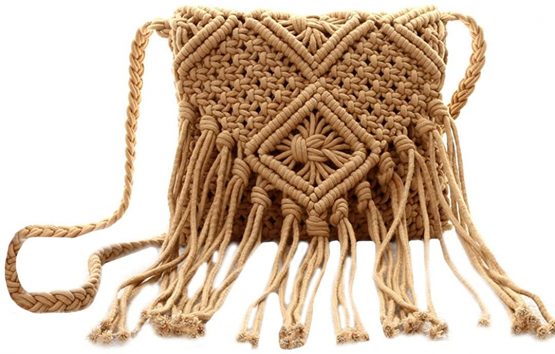 Millya Fringe Tassel Crossbody Shoulder Bag Straw Woven Handmade Boho Beach Travel Handbag for Women