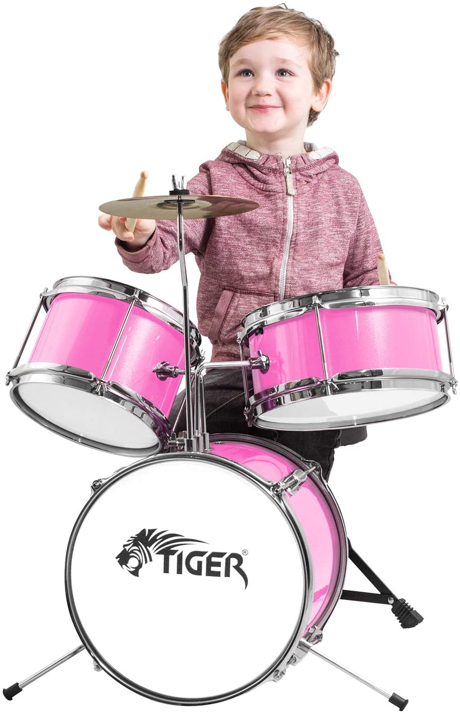 TIGER JDS7-PK Junior Kids Drum Kit 3-Piece Beginners Childrens Drum Set including Snare, Tom, Bass Drum, Bass Drum Pedal - Image 2