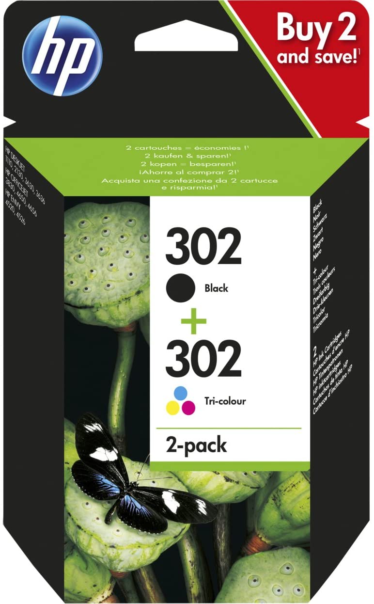 HP 302 Black & Colour Ink Cartridge Combo Pack - X4D37AE