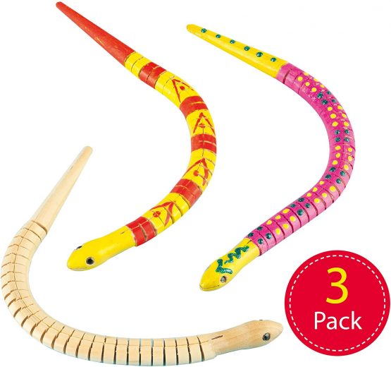 Baker Ross Wooden Sneaky Snakes (Pack of 3), Perfect for Children to Decorate and Personalise, Ideal for Home Crafting, Craft Group Activities, School and More - Image 2