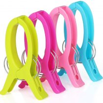 TRIXES 4 x Large HQ Assorted Colour Beach Towel Pegs - Secure Sun Lounger Deluxe Edition with Reinforced Metal Springs - Jumbo Clips for Sunbeds Pool or Deck Chairs - Laundry Quilt Clamps
