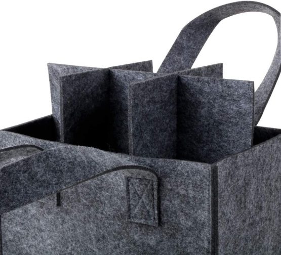 VINFUTUR 2 Pack Bottle Carrier Bags Beer Can Bottle Carriers Felt Beer Tote Bag with Flexible Divider 6 Bottle Beer Carrier Portable for Travel Picnic Party (Dark Grey + Light Grey) - Image 4