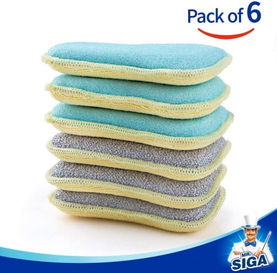 MR Dual Action Scrubbing Sponge, Pack of 6, Size:15x8.5x2.3cm - Image 2