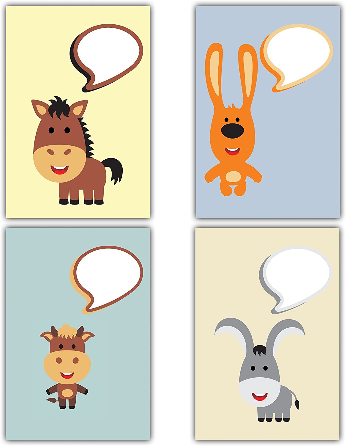 Set of 28 Animal Speech Bubble Postcards - Great for a Custom Message or Reward Postcards, orange|beige|green|grey - Image 4