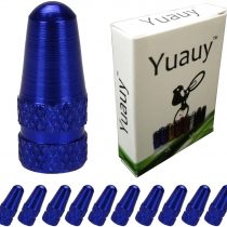 Yuauy 10 PCs Blue MTB PRESTA Bike Bicycle Road Racing Coloured Metal Valve Cap Dust Covers