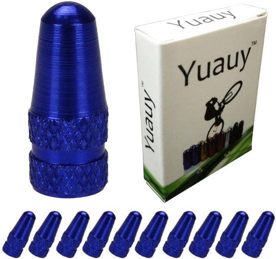 Yuauy 10 PCs Blue MTB PRESTA Bike Bicycle Road Racing Coloured Metal Valve Cap Dust Covers