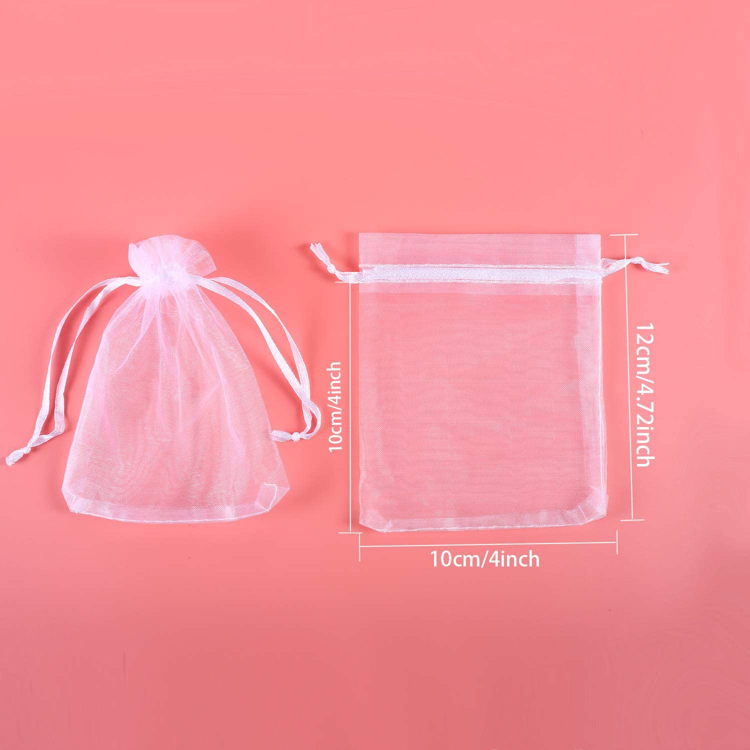 Mudder 50 x White Organza Gift Bags Wedding Party Jewellery 10 cm x 12 cm, 1 count (Pack of 50) - Image 2