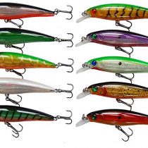 10pcs/lot Hard Minnow Lure Baits 3D Fish Eyes Laser Line Swimbait Bass Crankbait, 10pack minnow baits