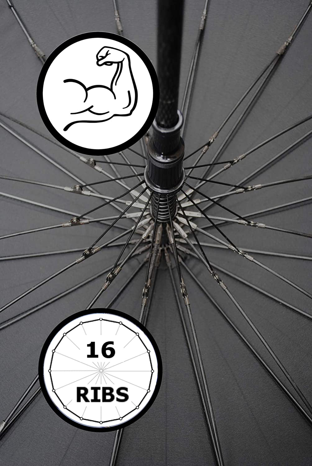COLLAR AND CUFFS LONDON Windproof Strong Umbrella 60MPH, 16 Ribs For Super-Strength - Image 4
