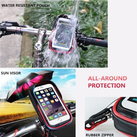 XPhonew Bike Handlebar Bag, Universal Waterproof Bicycle Cell Phone Pouch Motorcycle Handlebar Bag Cycling Phone Mount Holder Cradle with 360 Rotate for iPhone 12 11 Pro Max XS Smartphone up to 6.5'' - Image 3