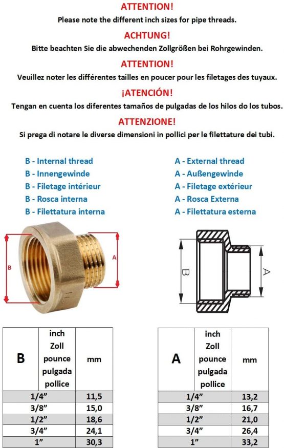 Brass Bush BSP REDUCING REDUCTOR CONNECTORS 3/4” Female - 1/2” Male - Image 4