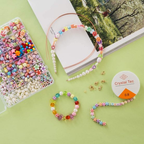 Naler Children DIY Bead Set for Jewelry Making Kids Craft DIY Necklace Bracelets Letter Alphabet Colorful Acrylic Crafting Beads Kit Box with Accessories - Image 3