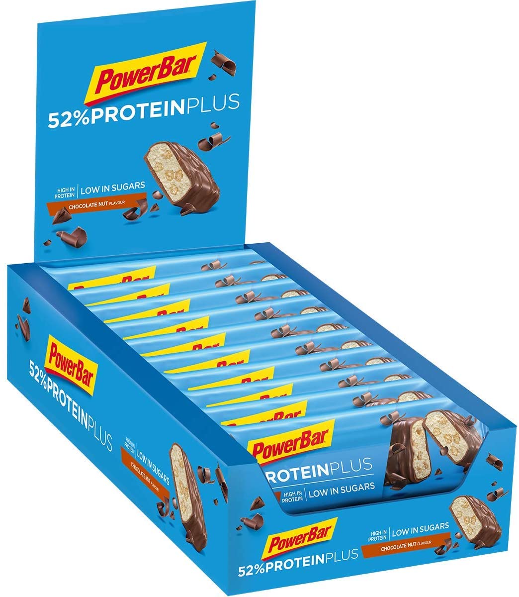 Powerbar - 52% Protein Plus - Chocolate Nut - 20x50g - High Protein Low Sugar Bars, Bleu, 20 count (Pack of 1)