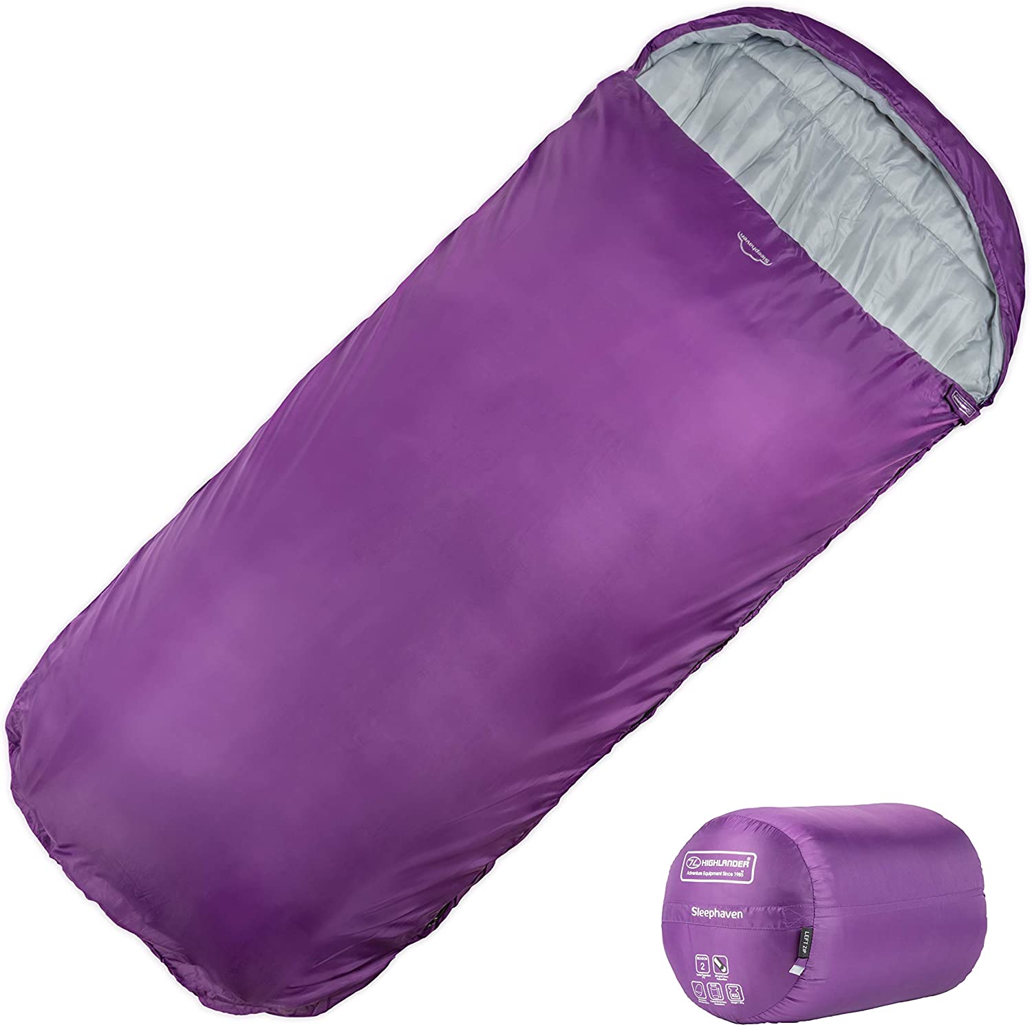 XL Junior Sleeping Bag Highlander Pod Design Camping Zip Ultra Soft Extra Large 