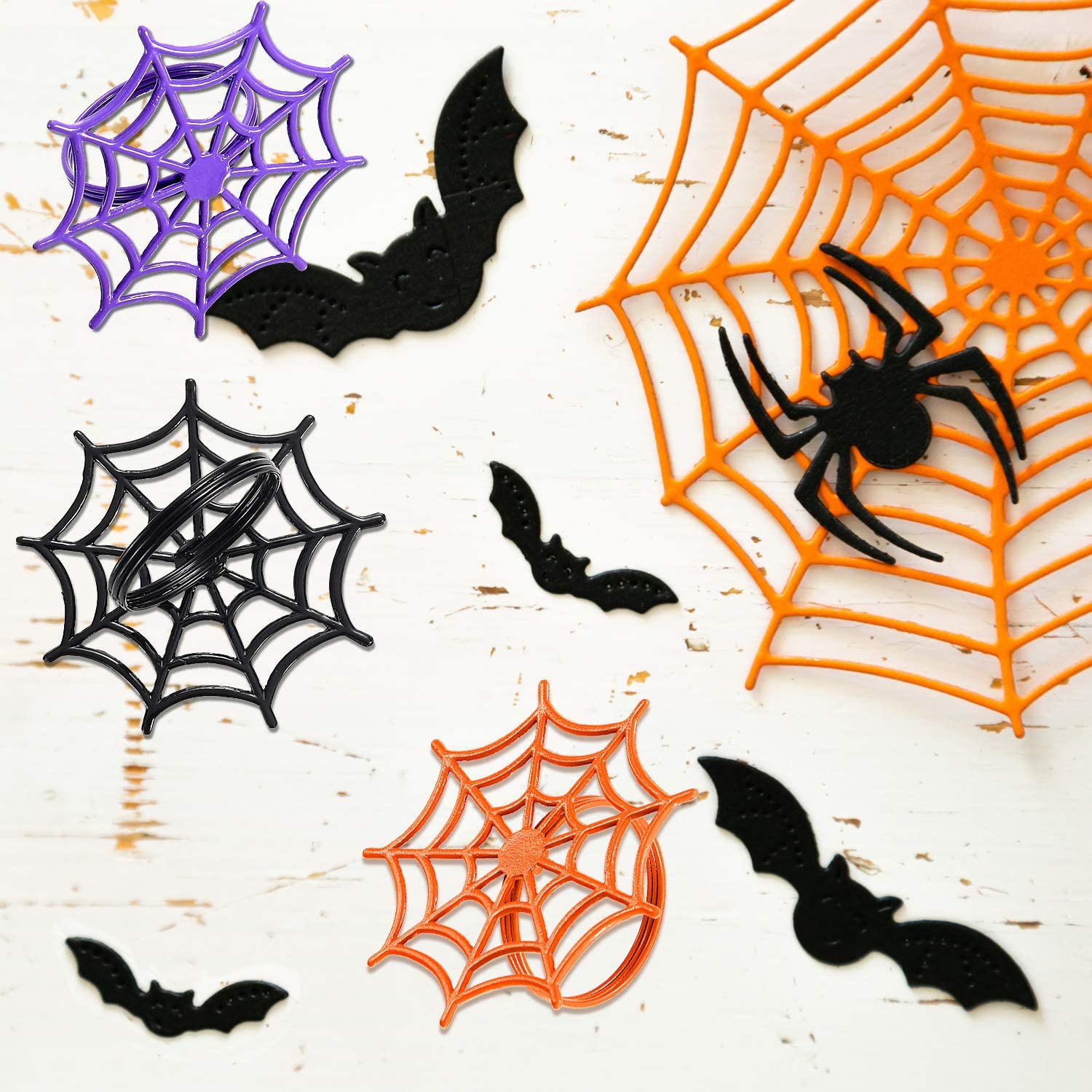 12 Pieces Halloween Spider Web Napkin Rings Set, Spooky Design Metal ...