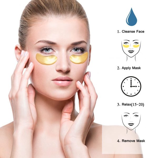 24K Gold Gel Collagen Facial Masks, 5 Packs Face Masks + 5 Pairs Gel Collagen Eye Masks+5 Pairs Lip Care Gel Masks Set for Anti-Aging & Moisturizing, Reduces Dark Circles, Nourishing Lips - Image 4