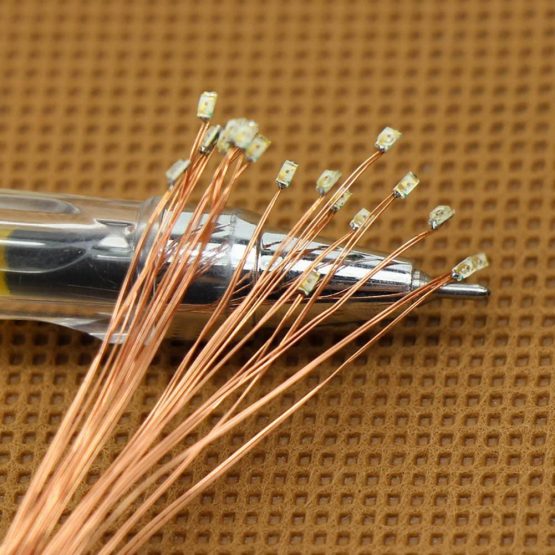 Evemodel C0603Y 20pcs Pre-soldered micro 0.1mm Copper Wired YELLOW SMD Led 0603 - Image 3