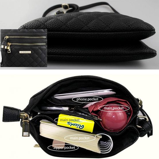 La Dearchuu Crossbody Bag for Women, PU Leather Crossbody Purse, Multi Pockets Cross Body Crossover Shoulder Handbag Quilted Crossbody Bag w/Tassel for Ladies - Image 4