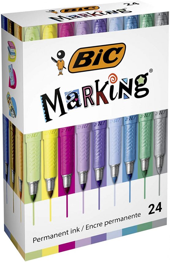 Bic Marking Permanent Markers - Assorted Intense/Pastel/Metallic Colours, Box of 24, Assorted Colours, 992731