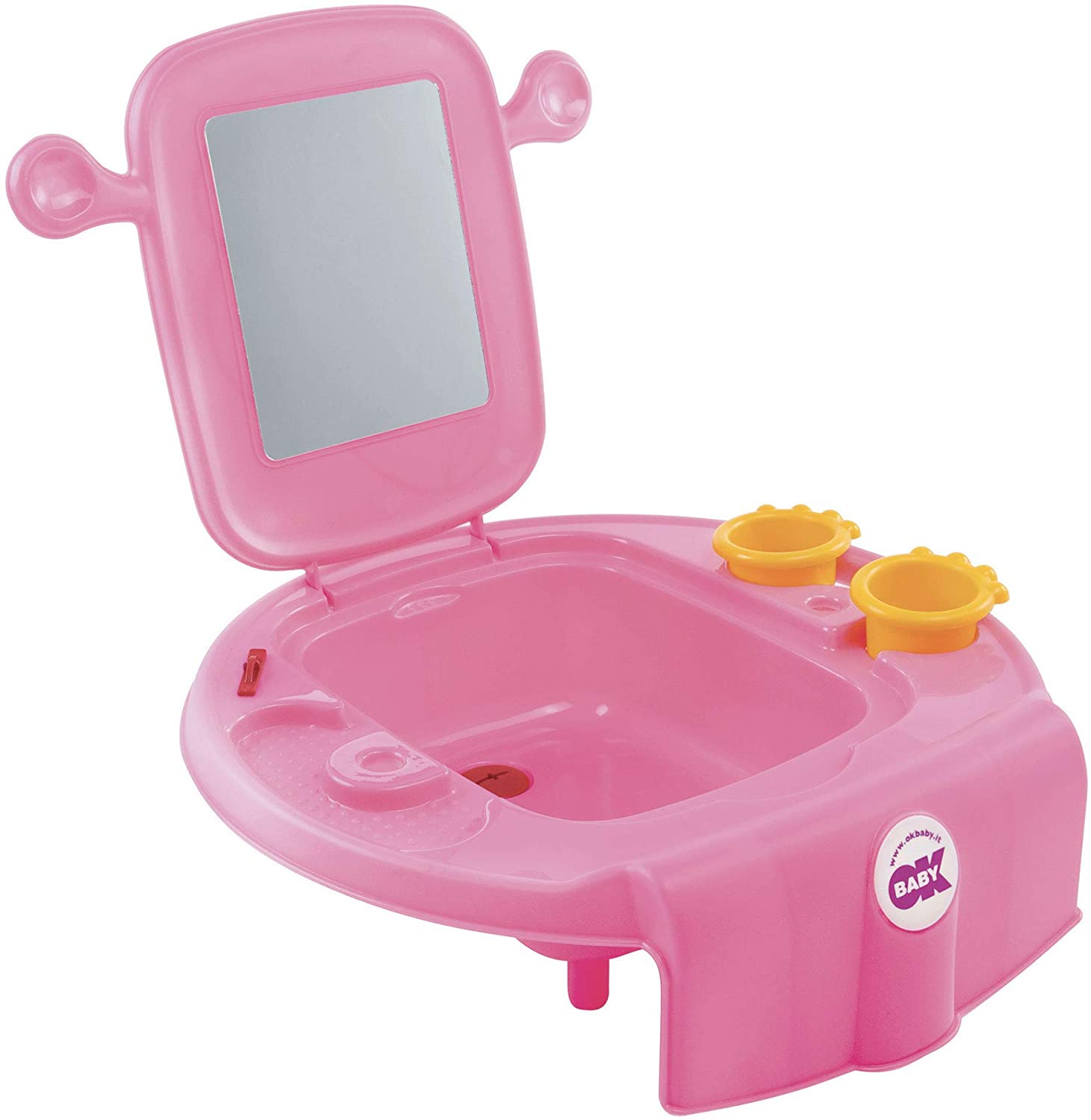 OKBABY Space - Mini Washbasin for Children Attaches to Bathtub or Bidet - Fuchsia, Fucsia, 13 cm (W) x 39 cm (L) x 40 cm (H)