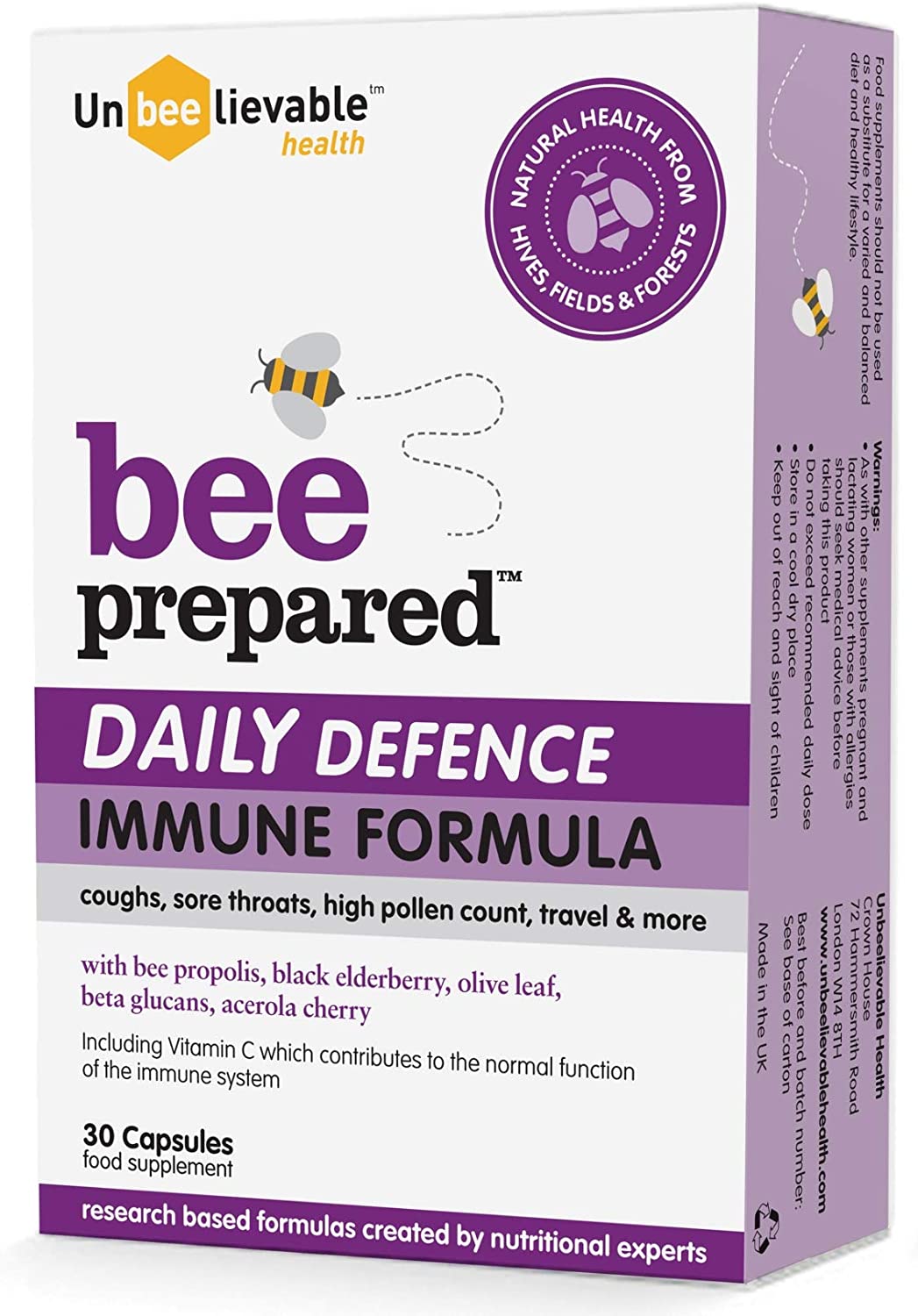 Unbeelievable Health Bee Prepared Daily Defence Immune System Formula, Created by Nutritional Experts, Contains Bee Propolis