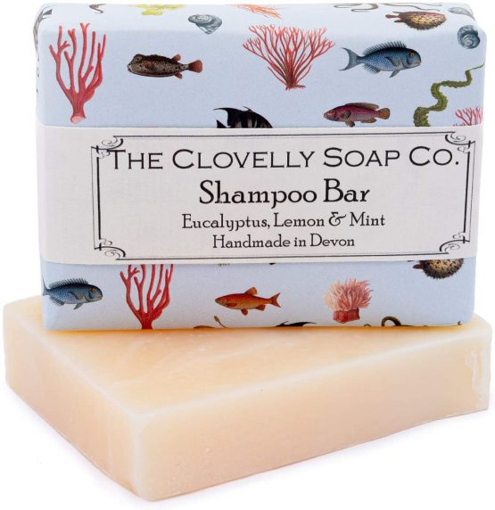 Clovelly Soap Co Natural Handmade Shampoo Soap Bar with Eucalyptus mint and Lemon for Dry-Normal Hair and Scalp 100g