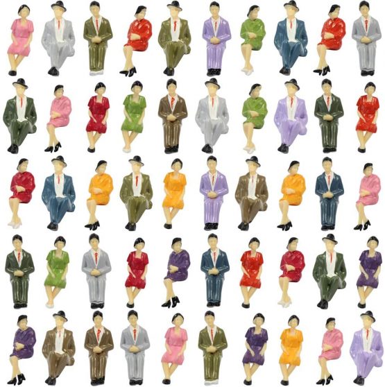 Evemodel P3002 48pcs Model Trains 1:30 Painted Sitting Figures Seated People New - Image 2