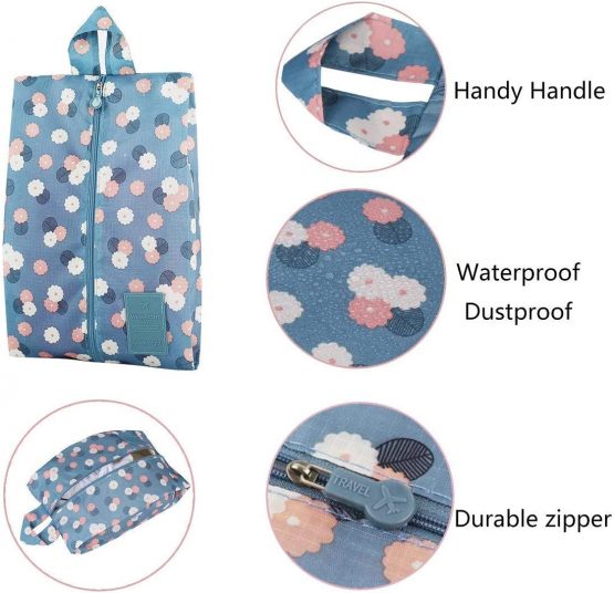 Shoe Bags Travel,5 Pack Portable Shoe Organizer with Transparent Window Zipper Waterproof Shoe Storage for Makeup Bathing Clothes Cosmetic Nylon 35 * 20CM - Image 4