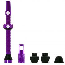 Muc-Off Purple Tubeless Presta Valves, 60mm - Premium No Leak Bicycle Valves With Integrated Valve Core Removal Tool