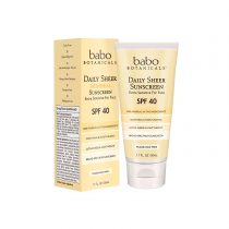 Babo Botanicals SPF 40 Daily Sheer Facial Sunscreen, Unscented, 1.7oz, Best Natural Mineral Sunscreen, Non-Nano, Sensitive
