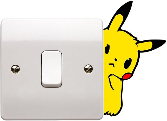 Epic Modz Pokemon Peeking Pikachu Vinyl Decal Sticker Skin Car Bumper Light Switch Bedroom Window Wall 3DS Console Switch Gaming (3DS/Light Switch)
