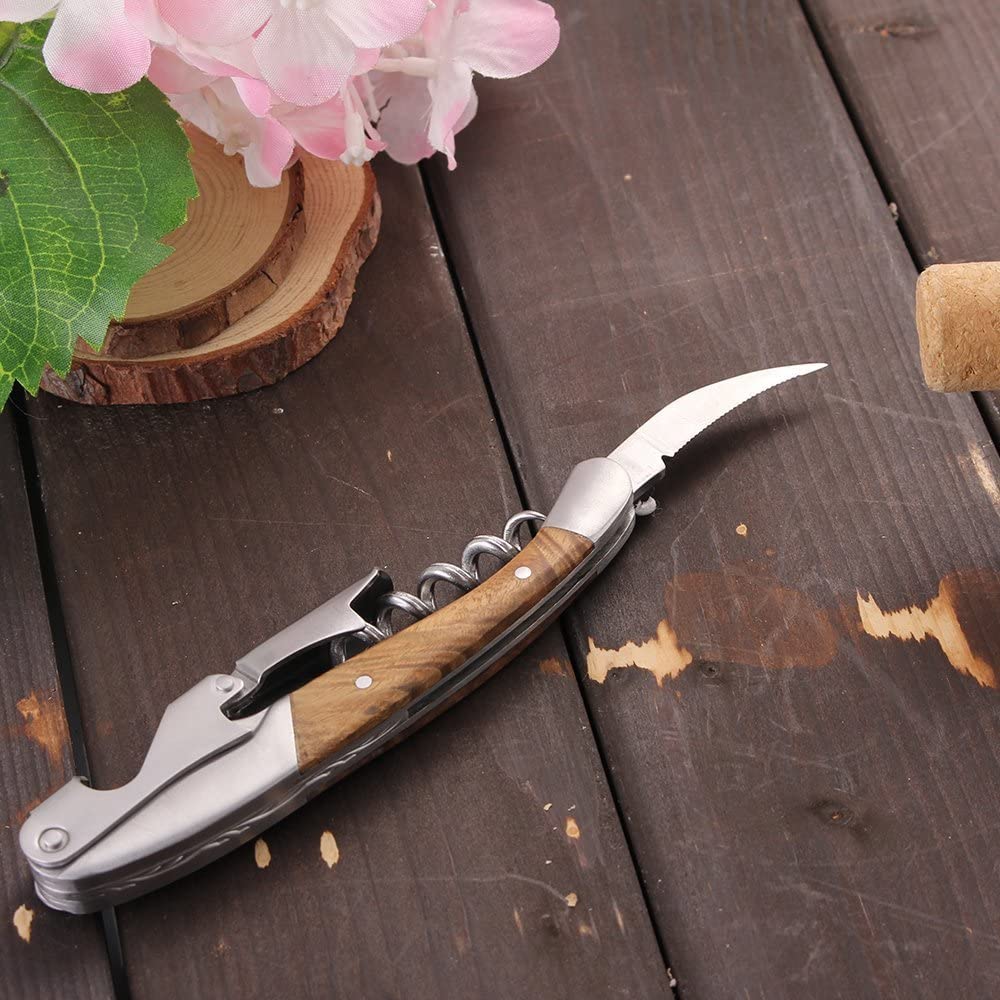 Smaier Wine Opener, Waiter Corkscrews Premium Rosewood Handle All-in-1 Bottle Opener - Best Bar Wine Accessories and Gift - Image 4