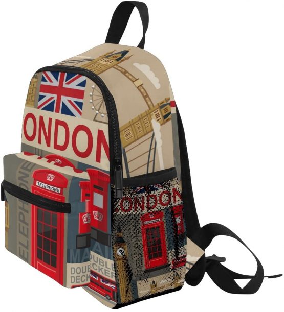 Kids Backpack, London Pattern Printed Personalised Lightweight Preschool Bag for Girls Boys - Image 3