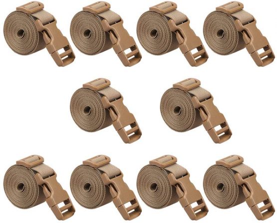 Magarrow Luggage Straps Adjustable Travel Accessories Suitcase Travel Buckle Belt Non-Slip Packing Belt (Brown- 10pcs)