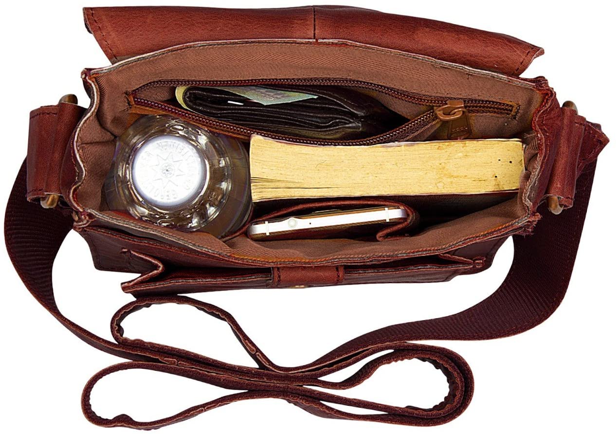 STILORD Leather shoulder bag small for men and women/cross body bag/satchel/for 9.7 iPads/genuine buffalo-leather brown - Image 3